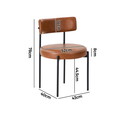 4x Dining Chair Round Leather Black & Brown