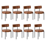 8x Dining Chairs Set Round PU Leather Padded Seat Kitchen Dining Black & Brown