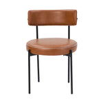 8x Dining Chairs Set Round PU Leather Padded Seat Kitchen Dining Black & Brown
