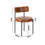 8x Dining Chairs Set Round PU Leather Padded Seat Kitchen Dining Black & Brown