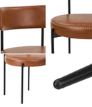8x Dining Chairs Set Round PU Leather Padded Seat Kitchen Dining Black & Brown