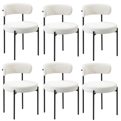 Dining Chair Round Boucle Backrest Dark Grey/White