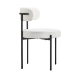 Dining Chair Round Boucle Backrest Dark Grey/White