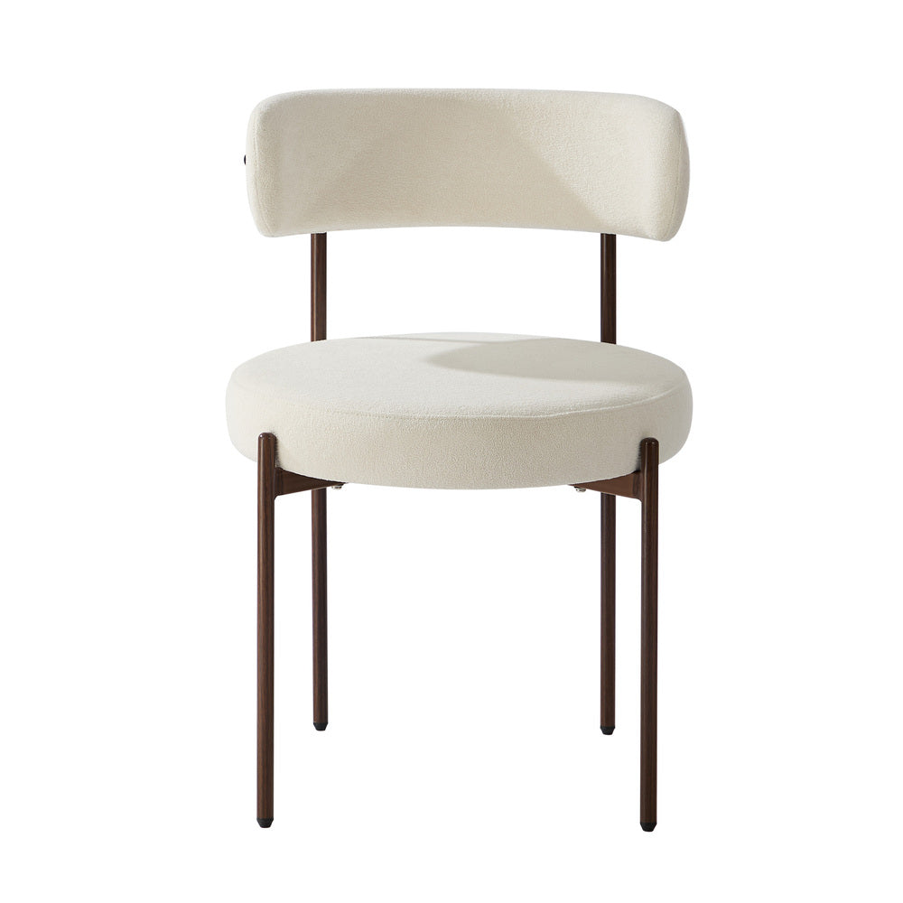 Dining Chairs Round Boucle White 51.5x51.5x77cm