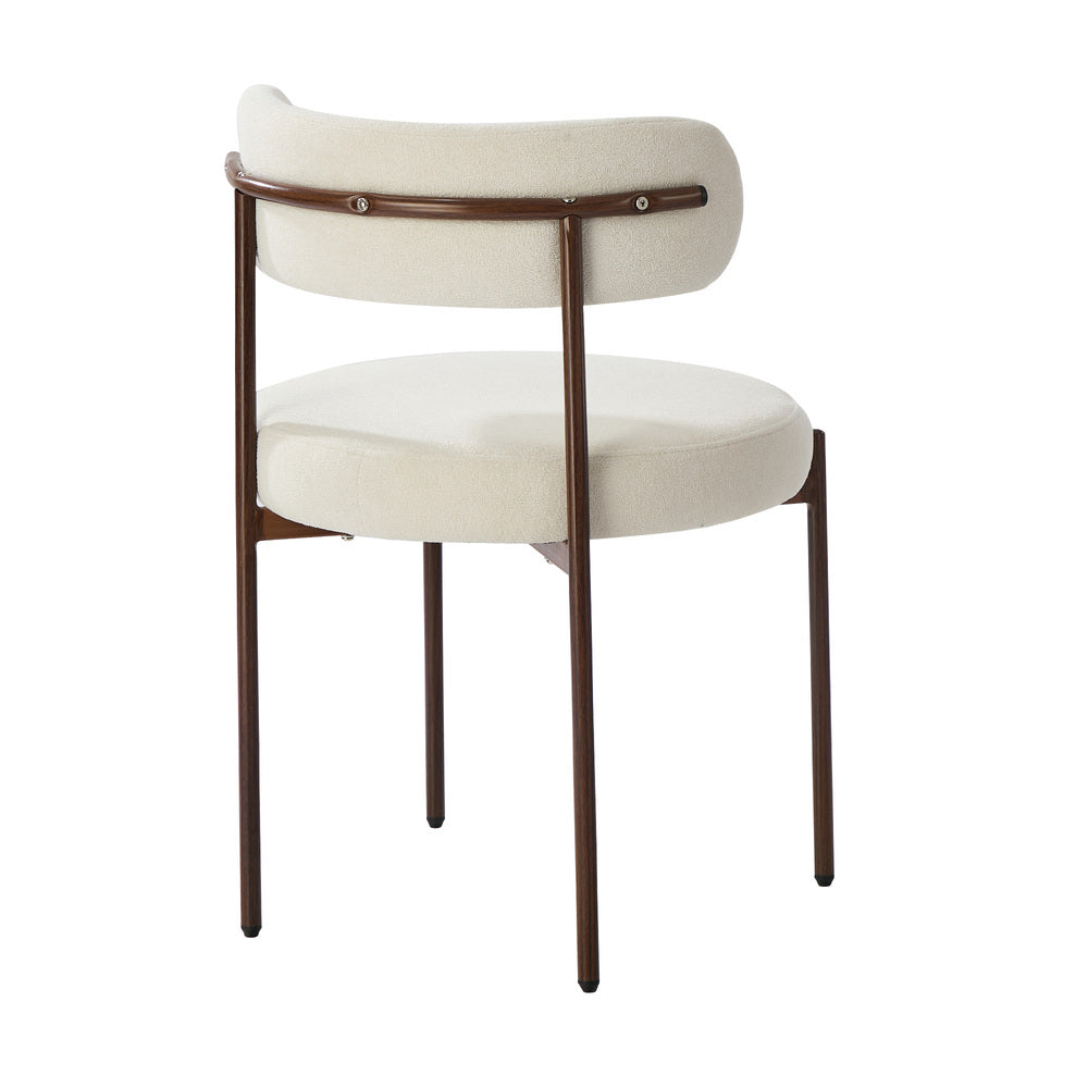 Dining Chairs Round Boucle White 51.5x51.5x77cm