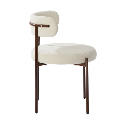 Dining Chairs Round Boucle White 51.5x51.5x77cm