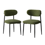 2x Dining Chairs Kitchen Chair Café Chair Boucle Black&Green