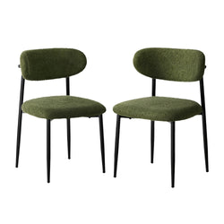 2x Dining Chairs Kitchen Chair Café Chair Boucle Black&Green
