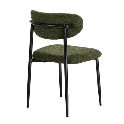 2x Dining Chairs Kitchen Chair Café Chair Boucle Black&Green