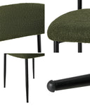 2x Dining Chairs Kitchen Chair Café Chair Boucle Black&Green