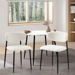 2x Dining Chairs Boucle Black/Wood and White