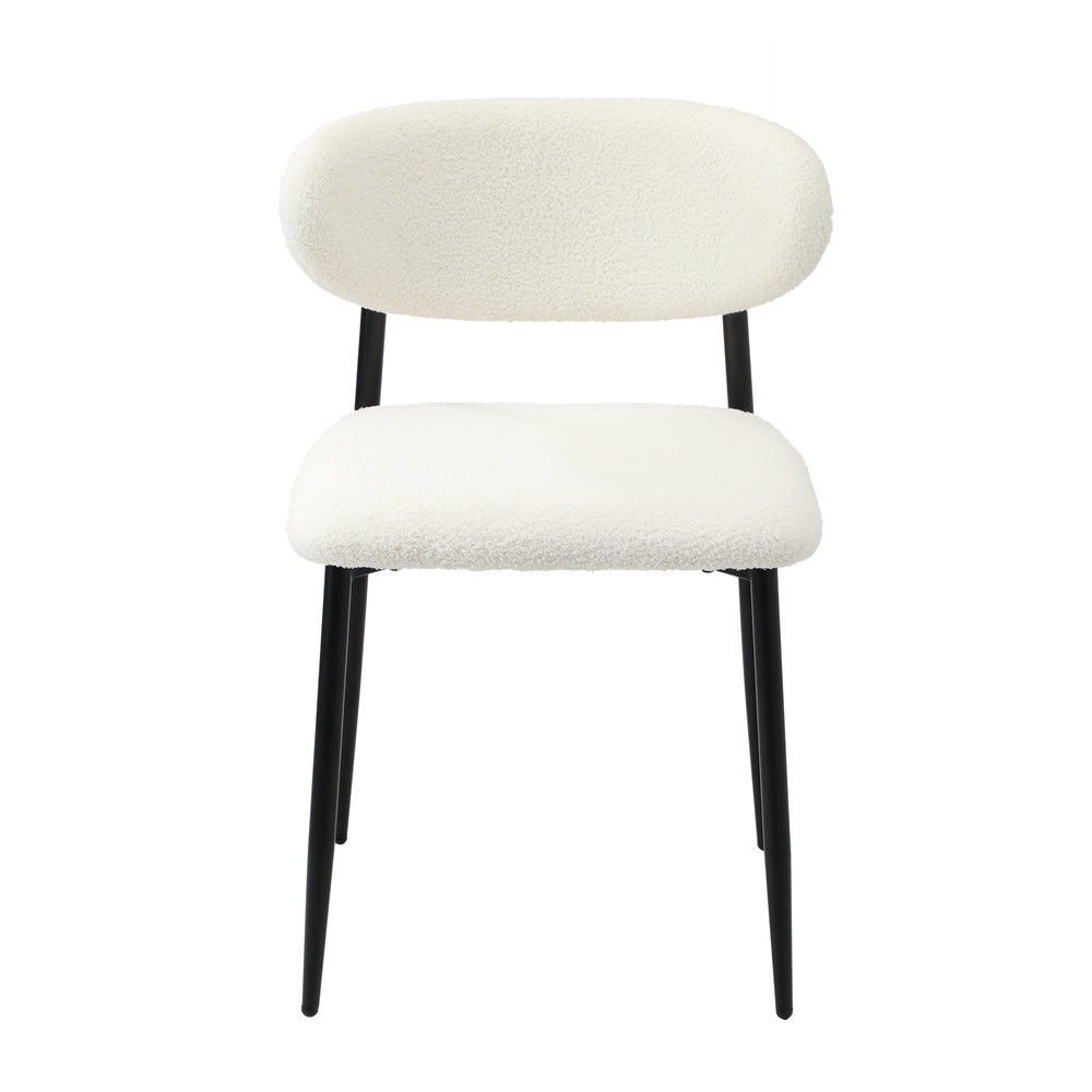 2x Dining Chairs Boucle Fabric Black and White Modern Kitchen Lounge Seating