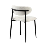 2x Dining Chairs Boucle Black/Wood and White