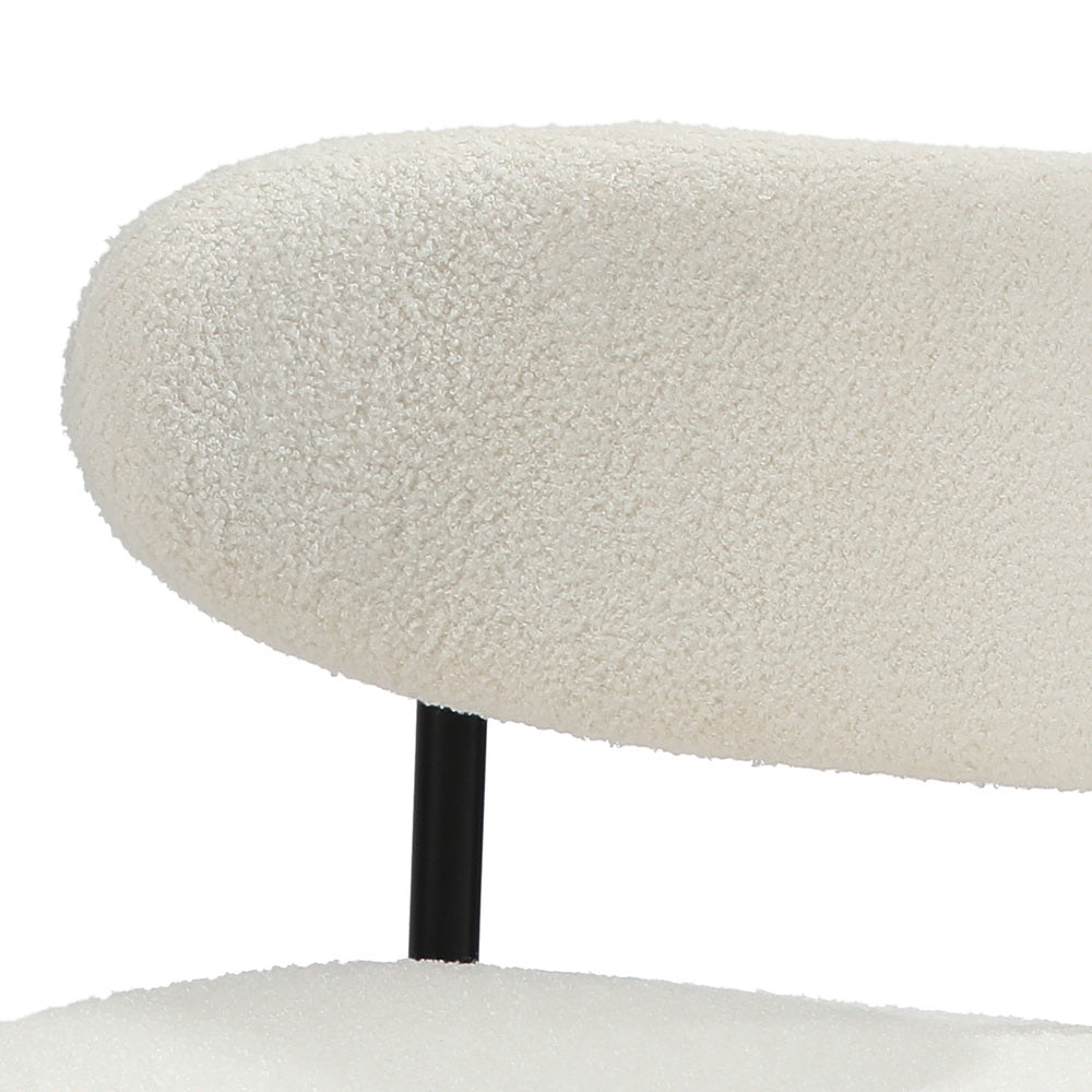 2x Dining Chairs Boucle Fabric Black and White Modern Kitchen Lounge Seating