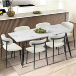 2x Dining Chairs Boucle Fabric Black and White Modern Kitchen Lounge Seating