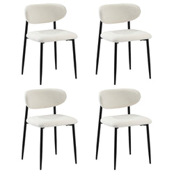 4x Dining Chairs Boucle Fabric Black & White Modern Kitchen Dining Seats