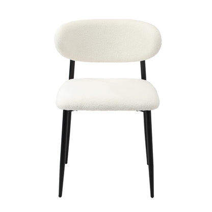 4x Dining Chairs Boucle Fabric Black & White Modern Kitchen Dining Seats
