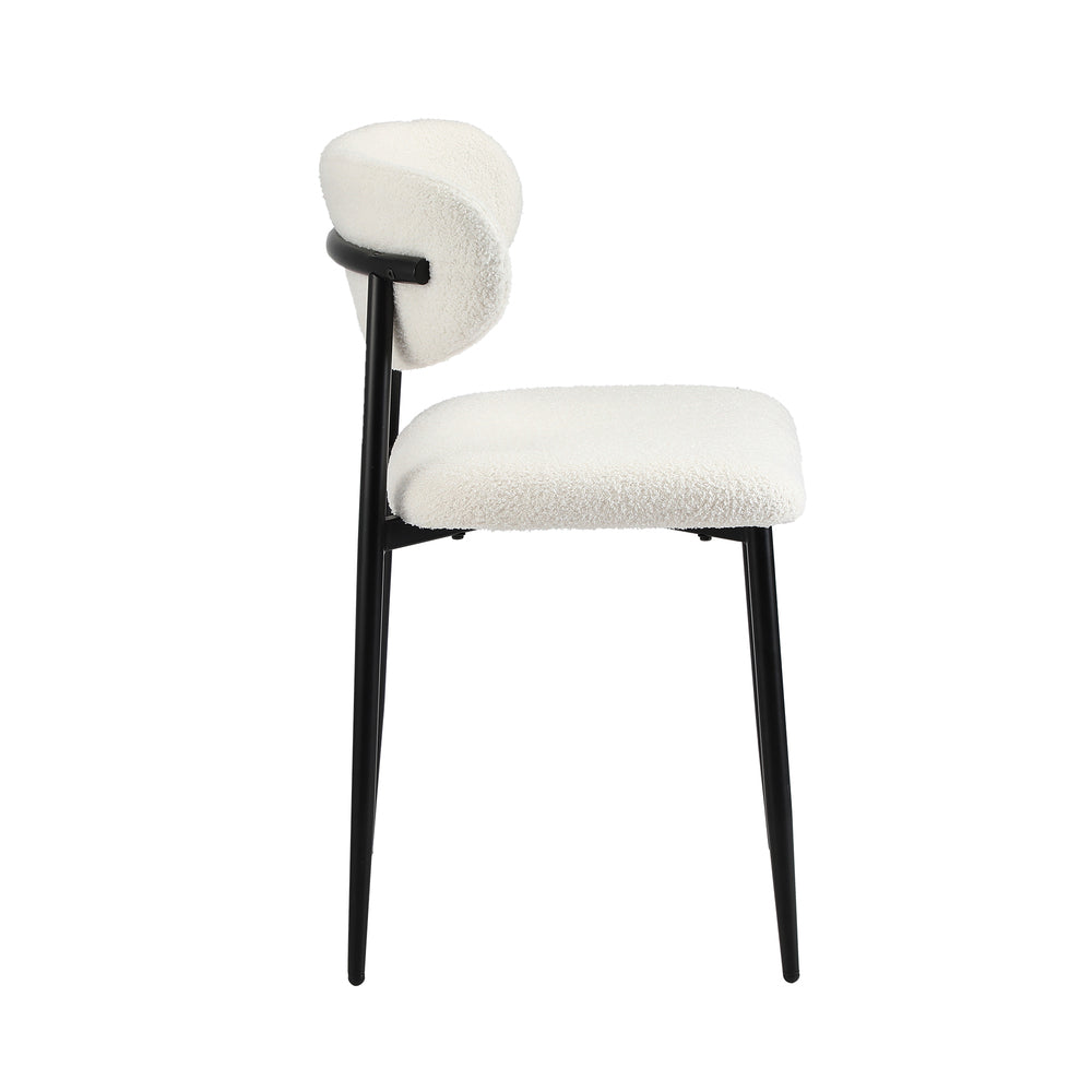 4x Dining Chairs Boucle Fabric Black & White Modern Kitchen Dining Seats