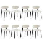 8x Dining Chairs Boucle Fabric Black&White