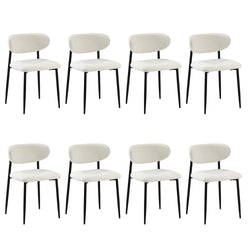 8x Dining Chairs Boucle Fabric Black&White