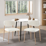 2x Dining Chairs Boucle Fabric Wood Frame White Modern Kitchen Lounge Set