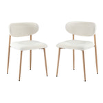 2x Dining Chairs Boucle Fabric Wood Frame White Modern Kitchen Lounge Set