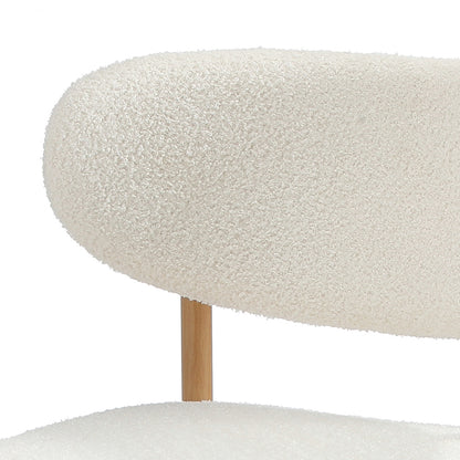 2x Dining Chairs Boucle Fabric Wood Frame White Modern Kitchen Lounge Set
