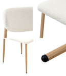 2x Dining Chairs Boucle Fabric Wood Frame White Modern Kitchen Lounge Set