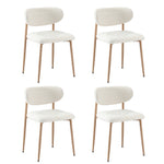 4x Dining Chairs Boucle Fabric Wooden Frame Modern Kitchen Chairs White