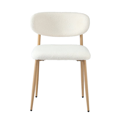 4x Dining Chairs Boucle Fabric Wooden Frame Modern Kitchen Chairs White