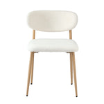 4x Dining Chairs Boucle Fabric Wooden Frame Modern Kitchen Chairs White