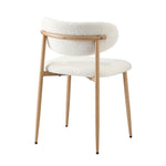 4x Dining Chairs Boucle Fabric Wooden Frame Modern Kitchen Chairs White