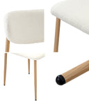 4x Dining Chairs Boucle Fabric Wooden Frame Modern Kitchen Chairs White