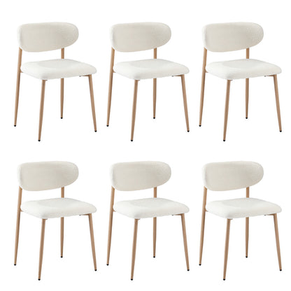 Set of 6 Dining Chairs Boucle Fabric Black & White Kitchen or Dining Room