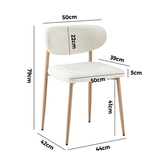 Set of 6 Dining Chairs Boucle Fabric Black & White Kitchen or Dining Room
