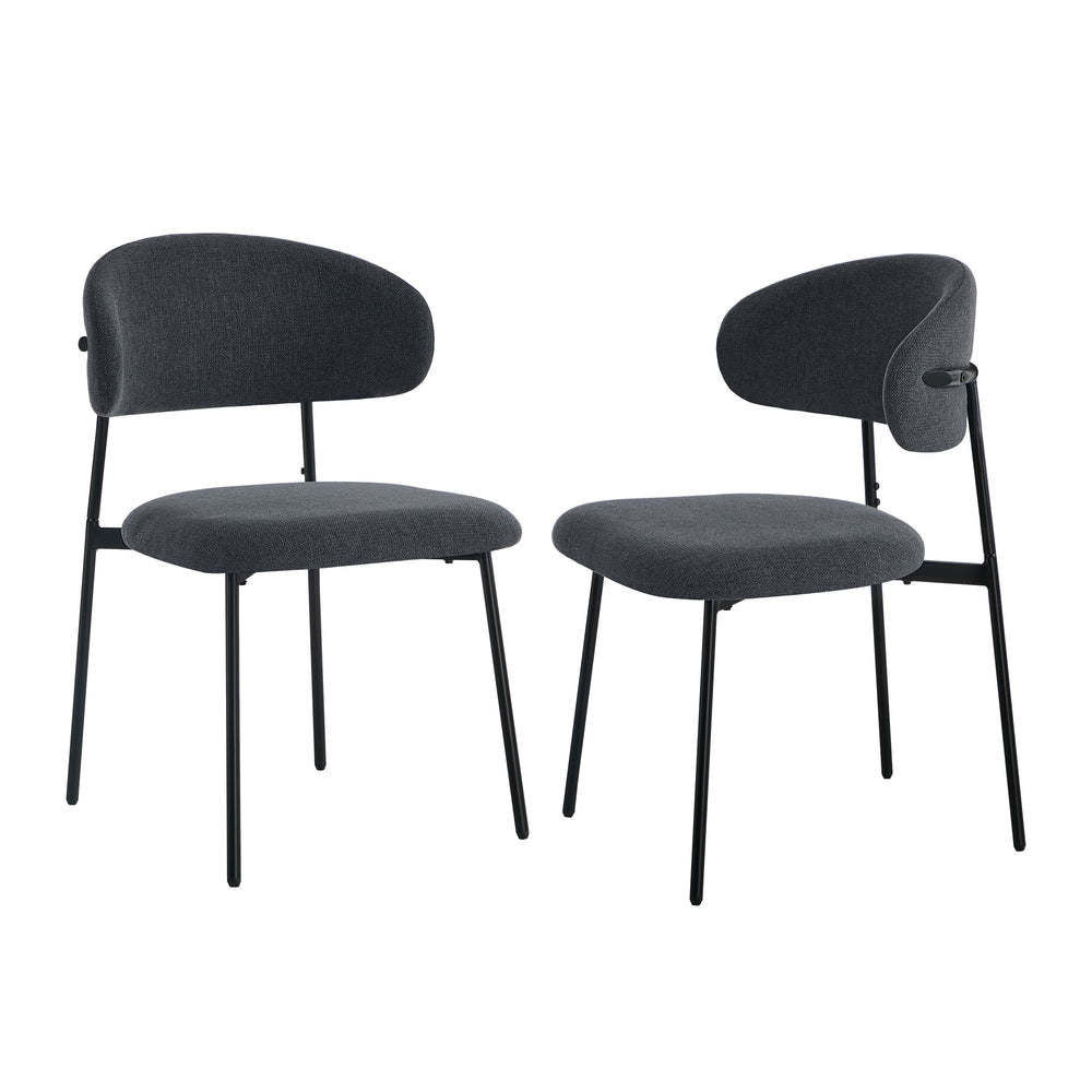 Dining Chair Linen Fabric Padded Seat Grey Modern Kitchen Furniture