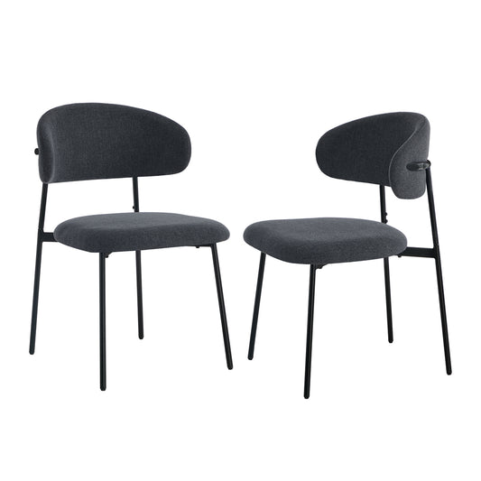 Dining Chair Linen Fabric Padded Seat Grey Modern Kitchen Furniture