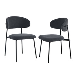 Dining Chair Linen Fabric Padded Seat Grey Modern Kitchen Furniture