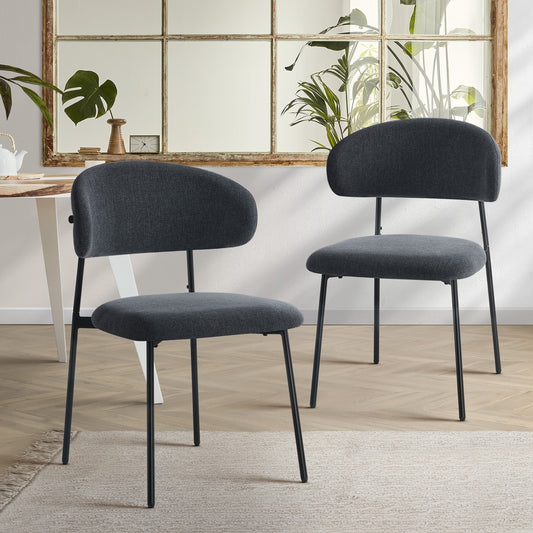 Grey Dining Chair Set of 4,6,8 with Linen Fabric and Contoured Foam Seat