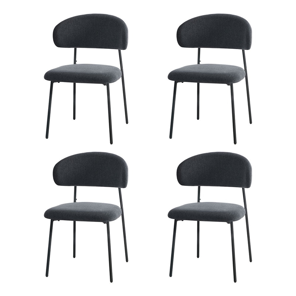 Grey Dining Chair Set of 4,6,8 with Linen Fabric and Contoured Foam Seat