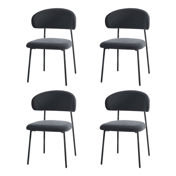  Grey Dining Chair Set of 4,6,8 with Linen Fabric and Contoured Foam Seat