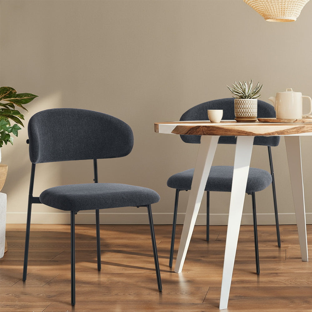 Grey Dining Chair Set of 4,6,8 with Linen Fabric and Contoured Foam Seat