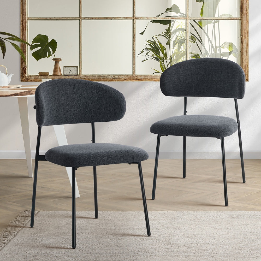 Grey Dining Chair Set of 4,6,8 with Linen Fabric and Contoured Foam Seat