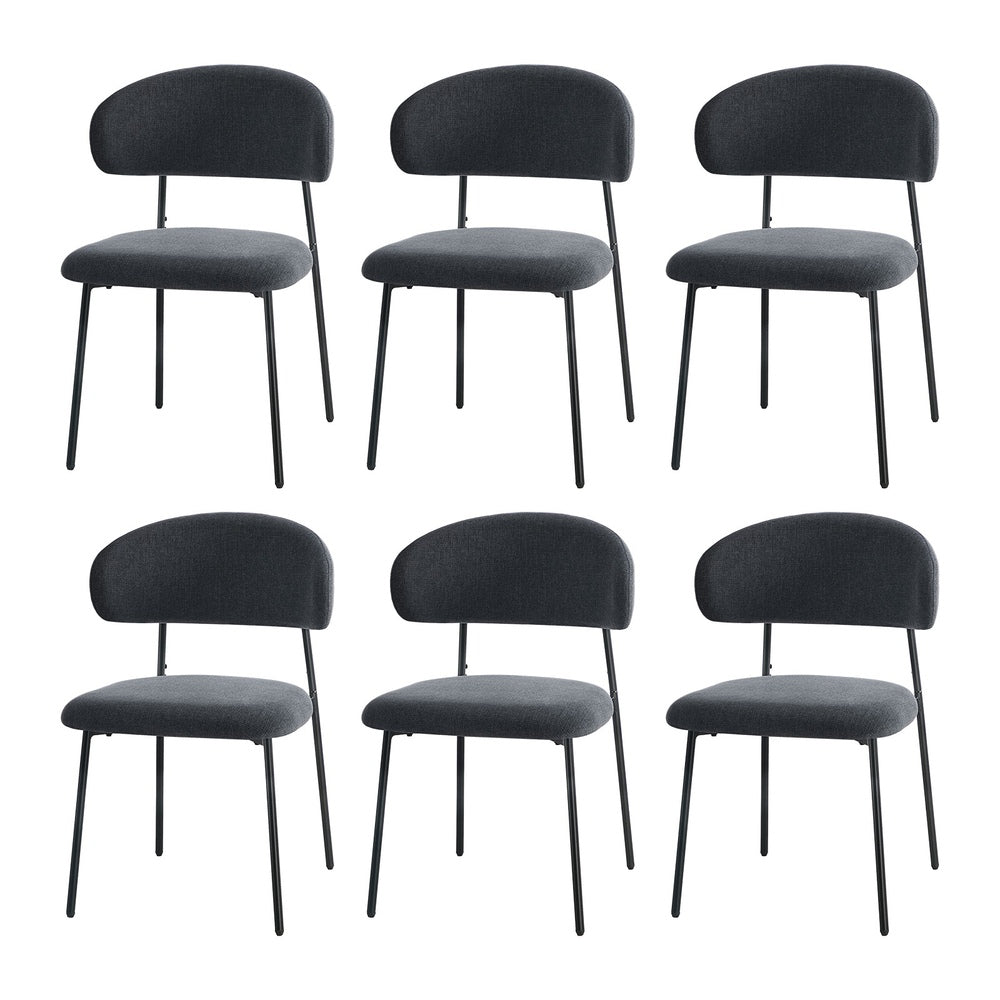 Grey Dining Chair Set of 4,6,8 with Linen Fabric and Contoured Foam Seat