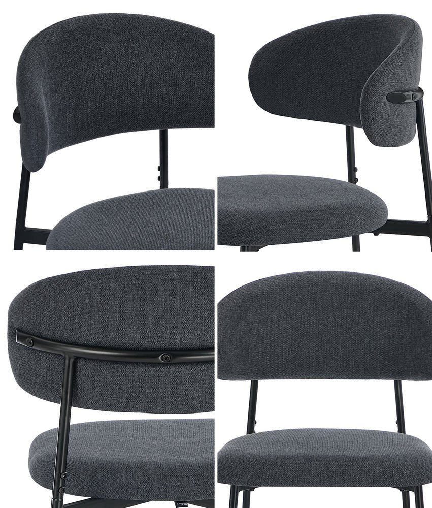 Grey Dining Chair Set of 4,6,8 with Linen Fabric and Contoured Foam Seat