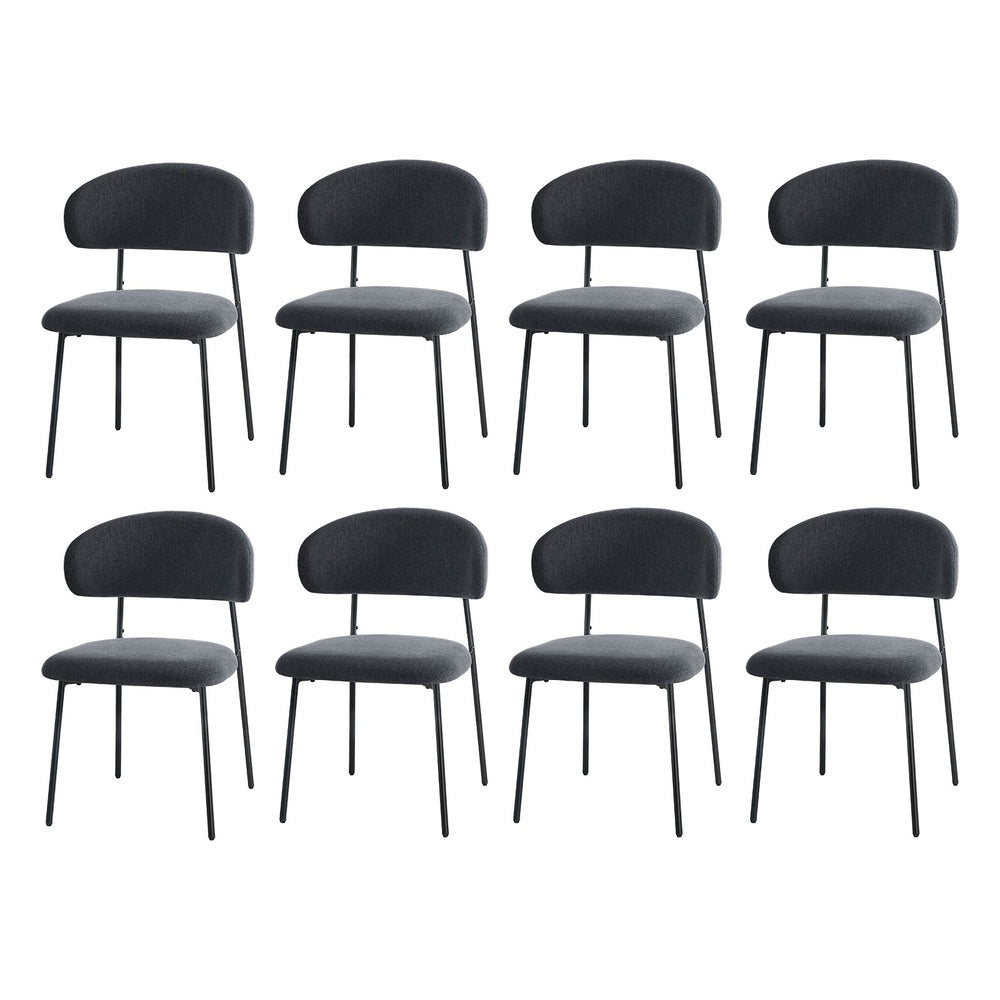 Grey Dining Chair Set of 4,6,8 with Linen Fabric and Contoured Foam Seat