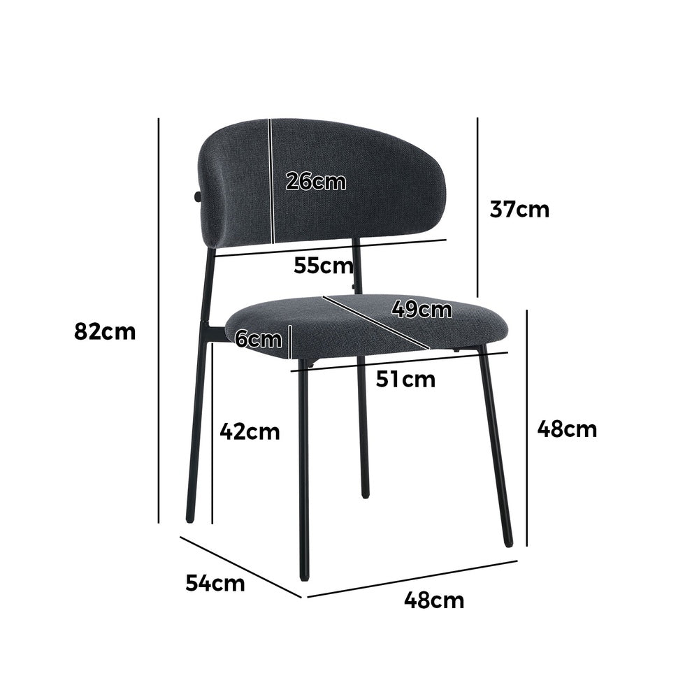 Grey Dining Chair Set of 4,6,8 with Linen Fabric and Contoured Foam Seat