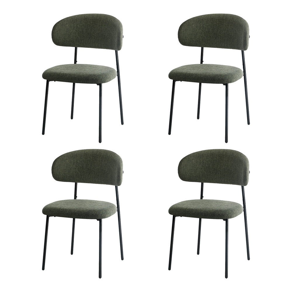 Dining Chair Set of 4,6 Green Linen Fabric with Contoured Foam Seat