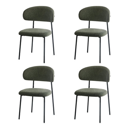 Dining Chair Set of 4,6 Green Linen Fabric with Contoured Foam Seat
