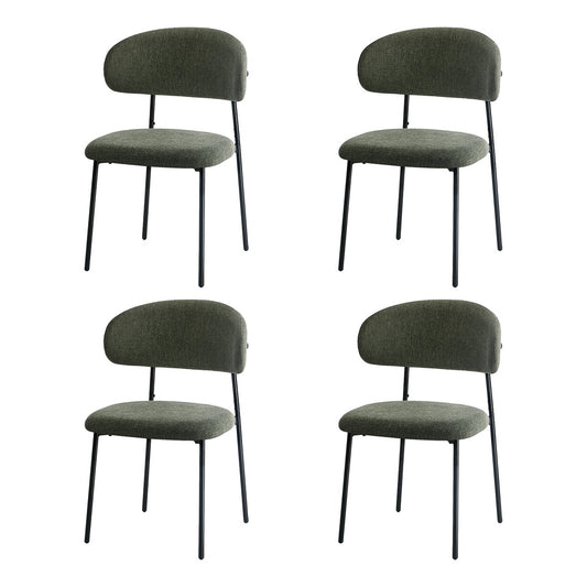 Dining Chair Set of 4,6 Green Linen Fabric with Contoured Foam Seat